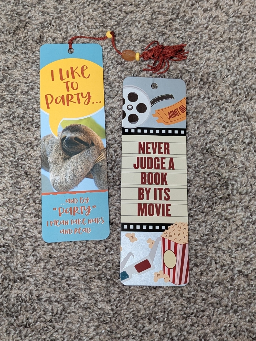 Blue Sloth & Movie-Themed Bookmark Set
